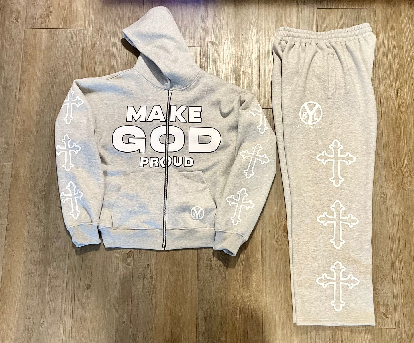 "Make God Proud" Grey Sweatsuit