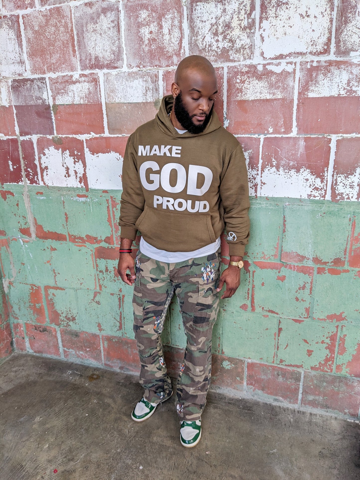 "Make God Proud" Olive Green Hoodie