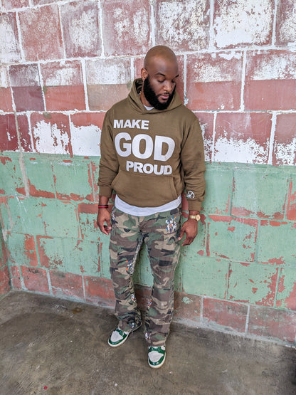 "Make God Proud" Olive Green Hoodie