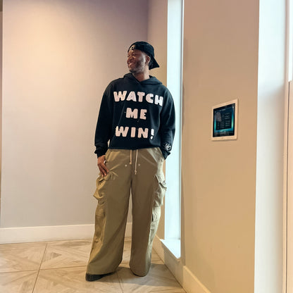 "Watch Me Win" Oversized Black Hoodie